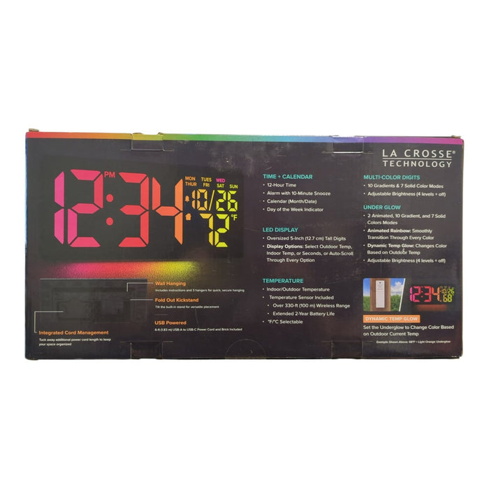La Crosse Technology LED Wall Clock with Outdoor Temperature & Under Glow