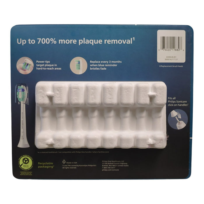 Philips Sonicare Plaque Control Replacement Toothbrush Heads, 8 ct., White