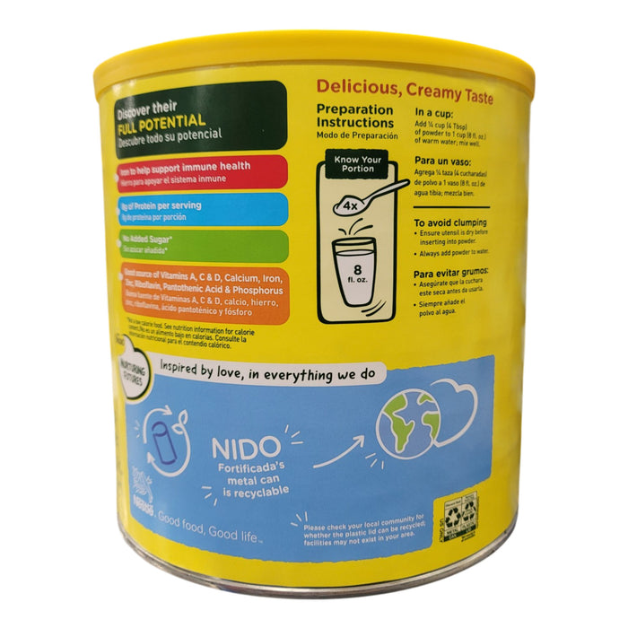 NIDO Fortificada Dry Whole Milk Powdered Drink Mix, 4.85lb, 73 Servings