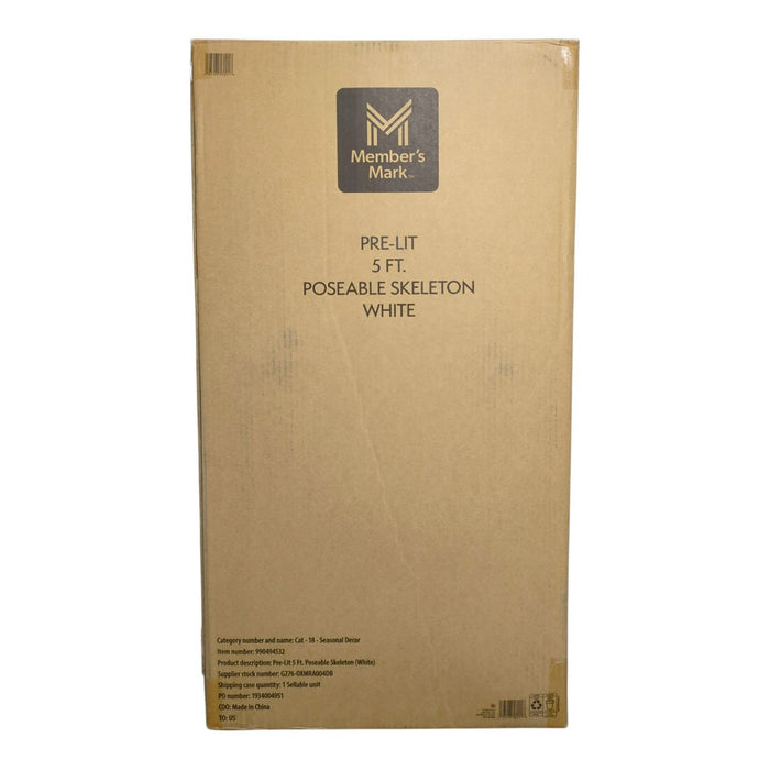 Member's Mark 5' Pre-Lit Color Changing Poseable Skeleton, White