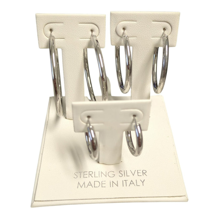 Italian Sterling Silver Hoop Earring Set, 3pc, Polished