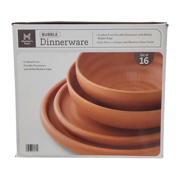 Member's Mark 16-Piece Bubble Reactive Modern Complete Dinnerware Set, Orange