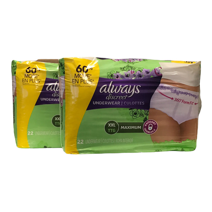 Always Discreet Incontinence Underwear for Women, XXL(44ct.)