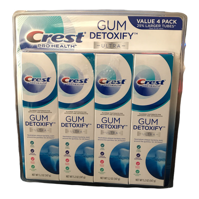 Crest Pro Health Ultra Gum Detoxify Toothpaste (4-Pack, 5.2 oz each)