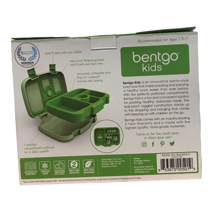 Bentgo Kids Childrens 5-Compartment Lunch Box - (Green)