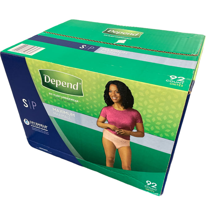 Depend Fit-Flex Incontinence & Postpartum Underwear for Women, 92 Count, Small