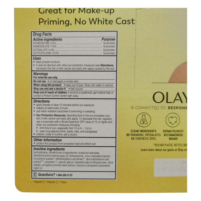 Olay Invisible Lightweight Sunscreen, SPF 35 + Primer, 1.7 floz., 2pk