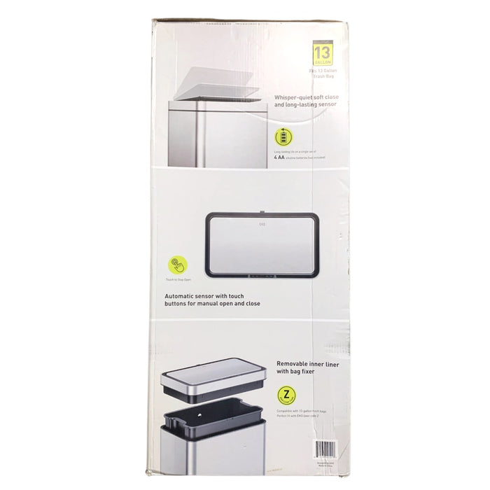 EKO Deluxe Mirage Stainless Steel Motion Sensor Trash Can, 12.5 Gal/47L, EK9280