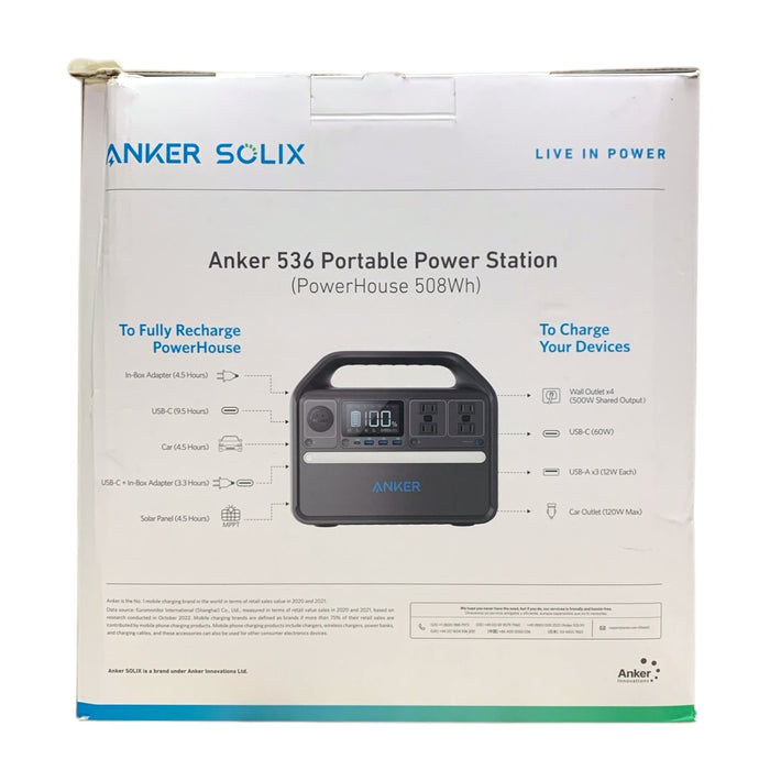 Anker Solix Anker 536 PowerHouse Portable Power Station, 508W with LiFePO4
