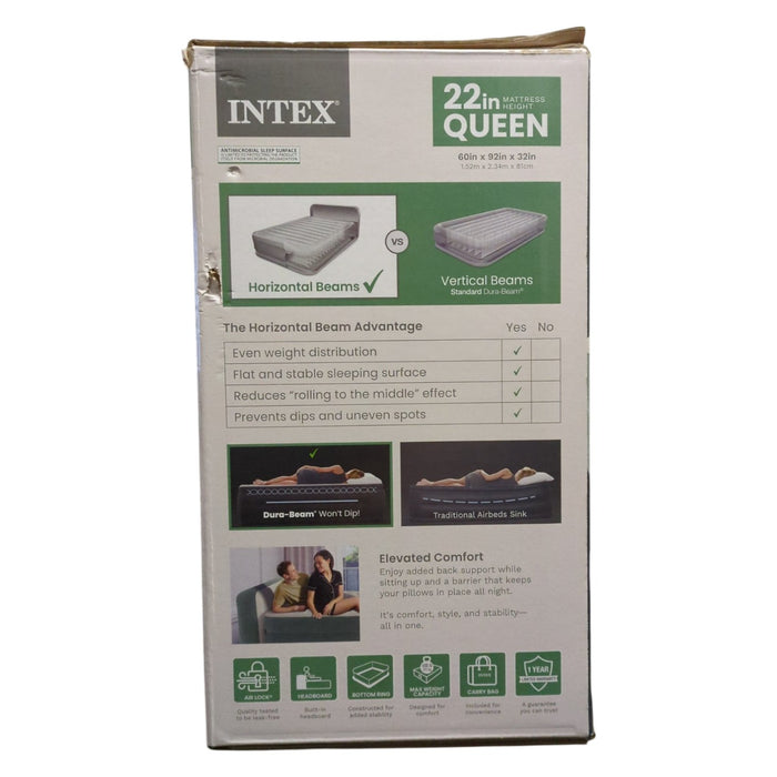 Intex 22" Dura Beam Queen Premium Comfort Air Mattress with Headboard