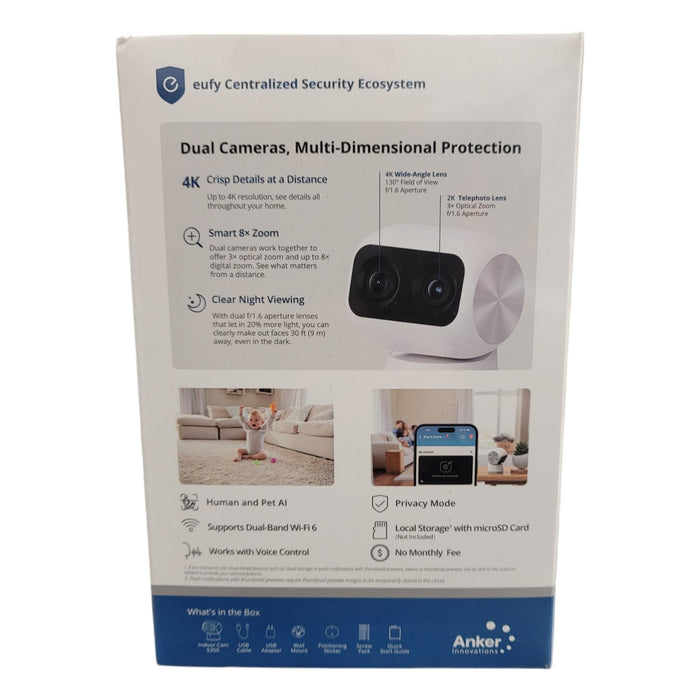 eufy S350 Wired Indoor 4K 360° Pan-Tilt Indoor Security Camera