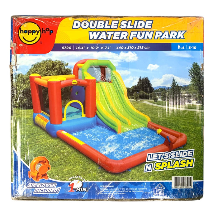 Happy Hop Let's Slide N Splash Inflatable Double Slide Water Fun Park