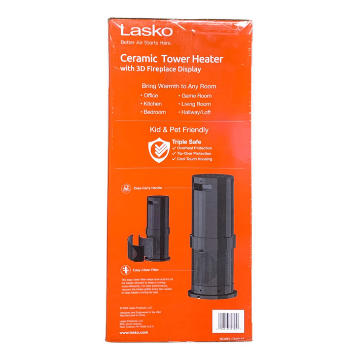 Lasko Ceramic Tower Heater with 3D Fireplace Display