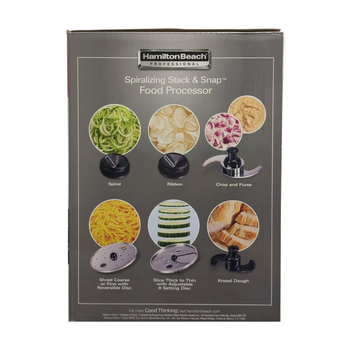 Hamilton Beach Professional Spiralizing Stack & Snap Food Processor, 12 Cup