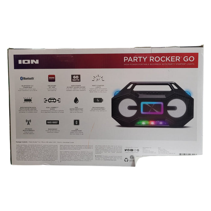 ION Audio Party Rocker Go Portable Boombox with Party Starter Lights