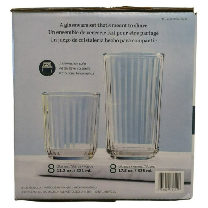 Libbey Panello 16-Piece Glass Drinkware Set