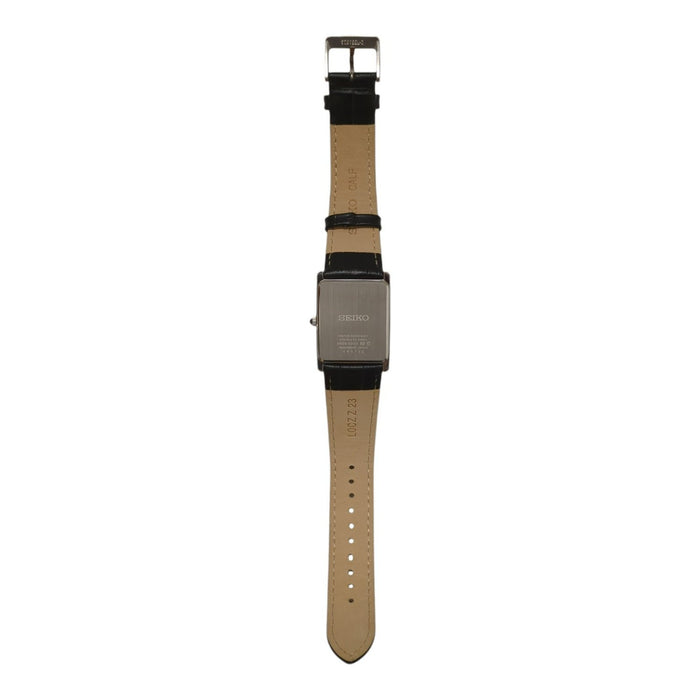 Seiko Essentials Collection Quartz Movement, Black Leather Strap, 28.4mm, SWR049