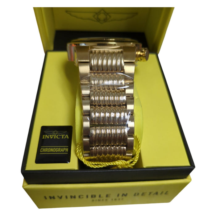 Invicta Mens S1 Rally Stainless Steel Wristwatch,51mm, Gold Band, Black Dial