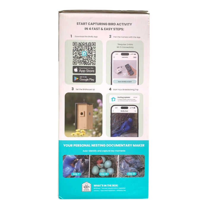 Birdfy Nest Wooden Smart Birdhouse with Camera with Solar Panel,  NI-8331