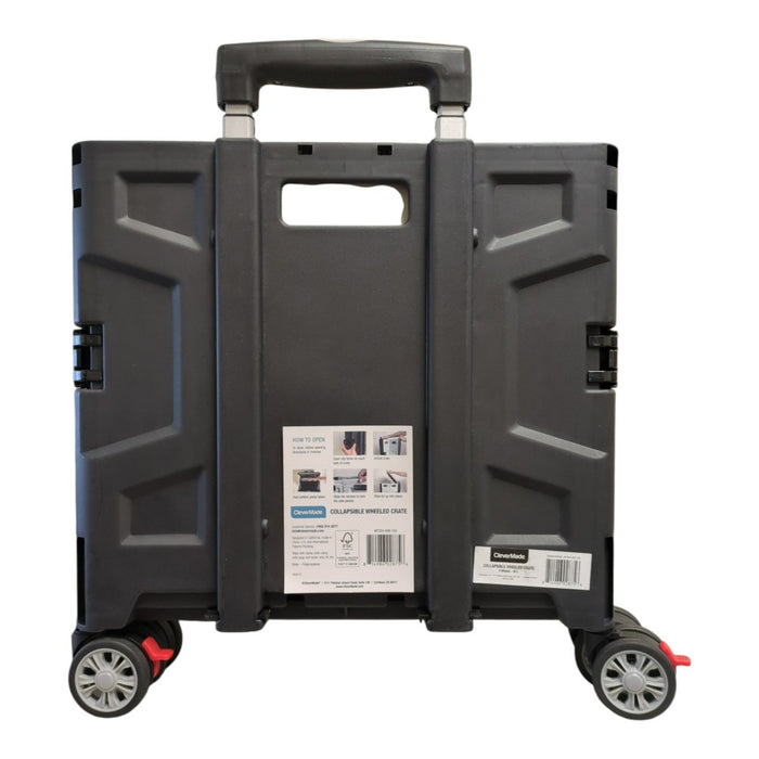CleverMade Collapsible Wheeled Crate with Lid, 35L and 75lb Capacity