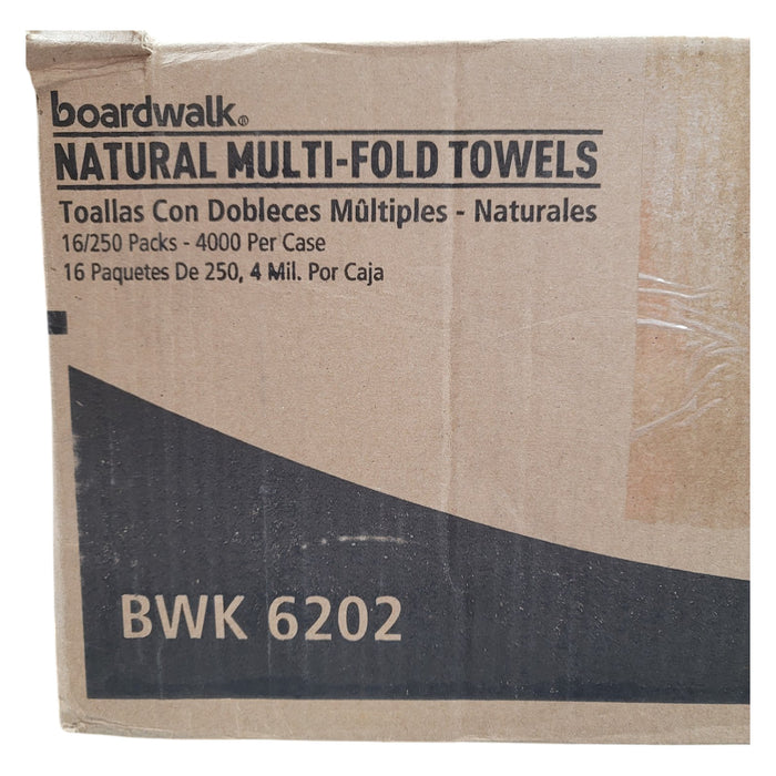 Boardwalk Multifold 1-Ply Natural Paper Towels 16 pks., 250 towels/pk.
