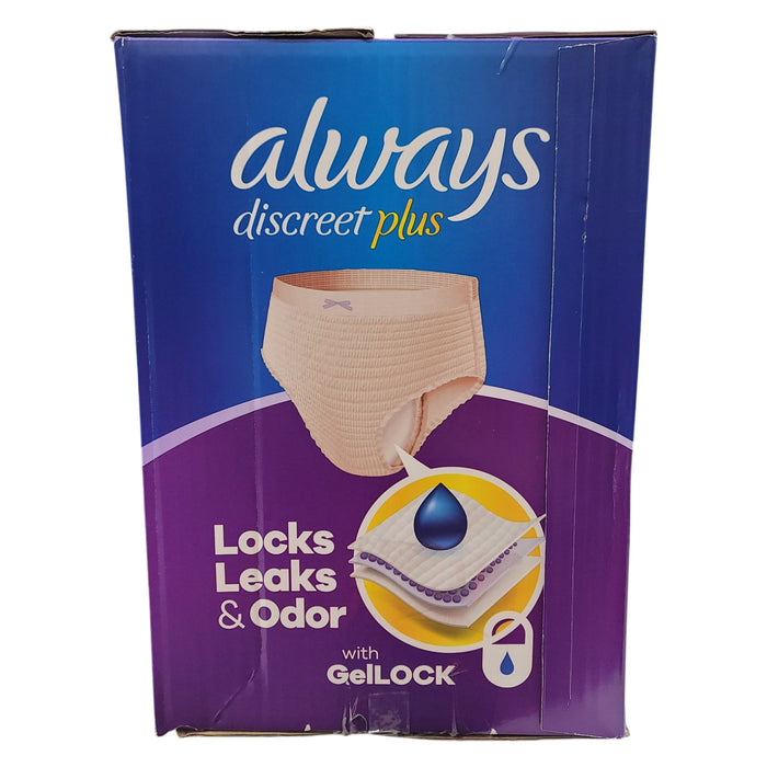 Always Discreet Plus Underwear for Women, Maximum Protection, S/M Sizes 2-14