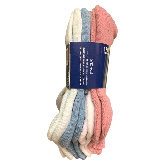 Champion Girl's Youth Quarter Socks 8-Pair, One Size, 5Y-7Y