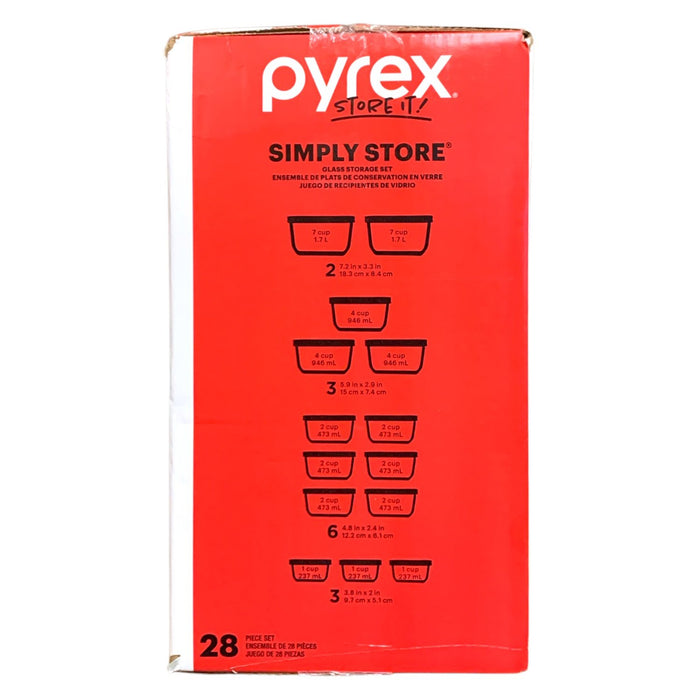 Pyrex Store It! Simply Store 28-Piece Glass Food Storage Set, Pastel Multicolor