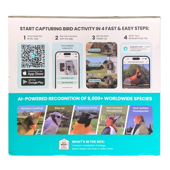 Birdfy Smart Metal Bird Feeder with Built-in Solar Panel and AI Camera, NI-8171