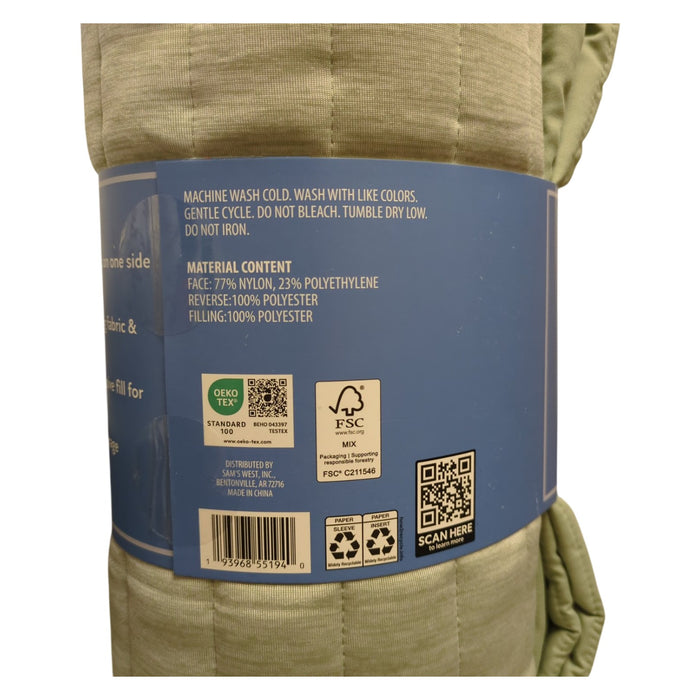 Member's Mark Reversible Cooling Throw Blanket, 60inx70in, Sage