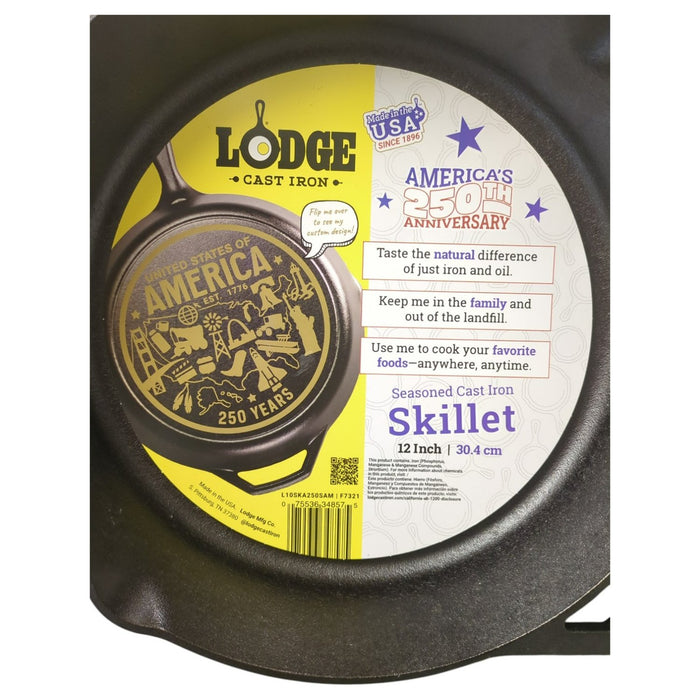 Lodge 12-Inch Seasoned Cast Iron Skillet, USA Icons