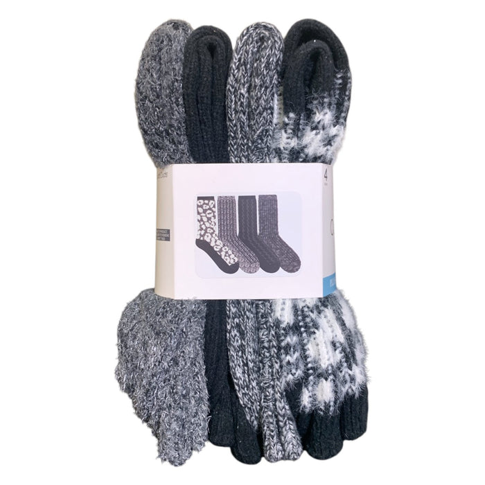 Cuddl Duds Women's Plushfill Crew-Length Cozy Boot Sock 4-Pack, One Size (4-10)