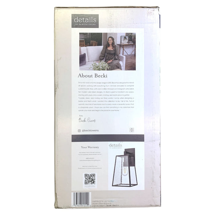 details by Becki Owens 20" Outdoor Wall Lantern with Raindrop Glass - Black