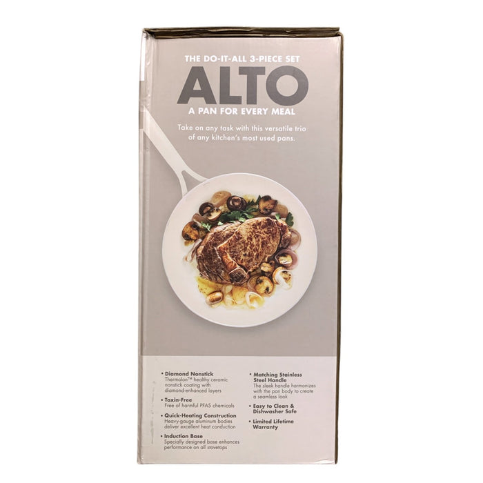 GreenPan Alto 8", 10" & 12" Ceramic Nonstick Fry Pan Set, 3 Pan Set - Cream