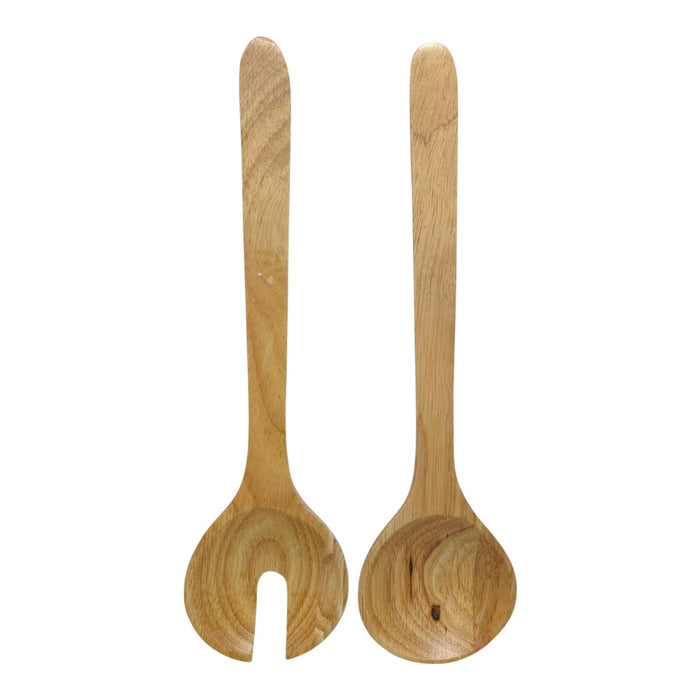 Member's Mark Durable Rubber Wood Salad Bowl with Servers, 3pc, Brown