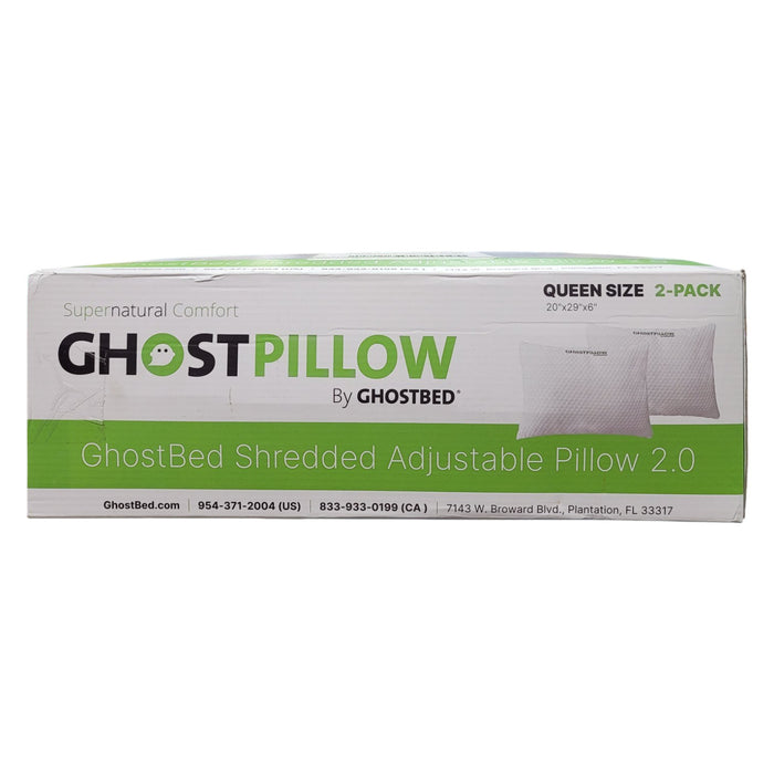 GhostBed 2-Pack Shredded Adjustable Memory Foam Adjustable Pillows, Queen