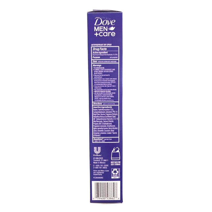 Dove Men+Care Dry Spray Antiperspirant, Clean Comfort, 3.8 oz., 3 pk.