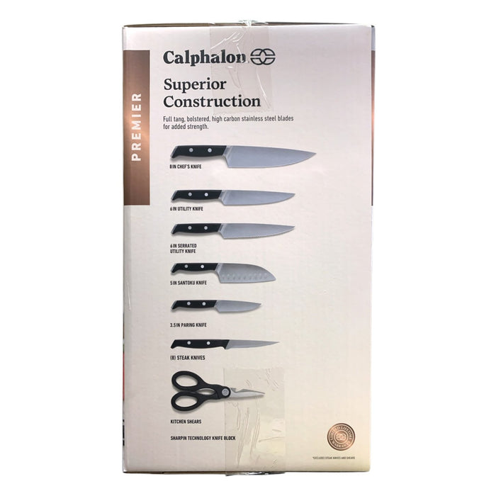 Premier by Calphalon 15-Piece Knife Set with SharpIN Edgetech Sharpening Block