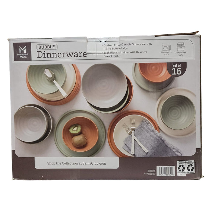 Member's Mark 16-Piece Bubble Reactive Modern Complete Dinnerware Set, Orange