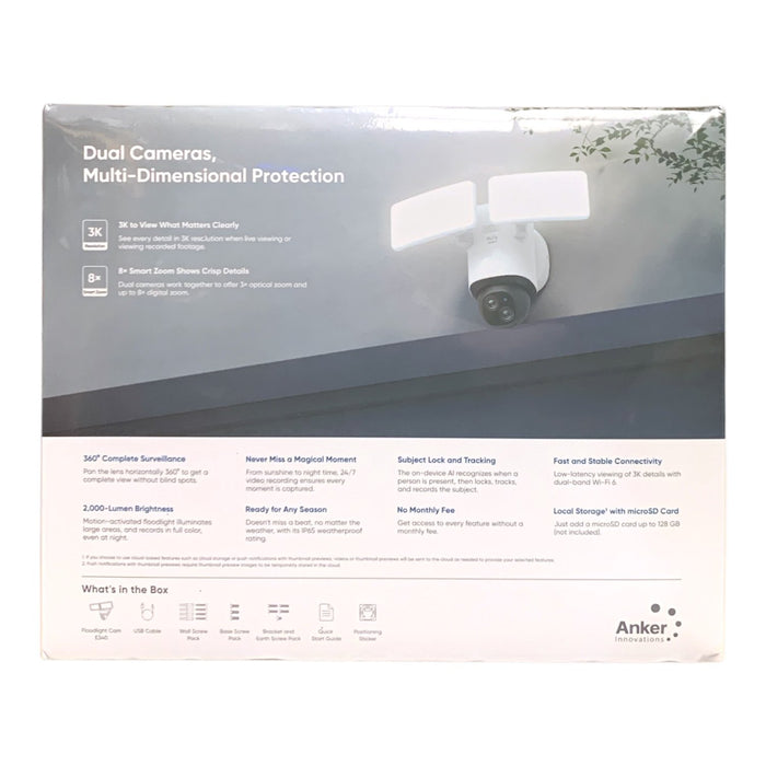 eufy E340 Wired Outdoor 3K Pan-Tilt Floodlight with Dual Cameras