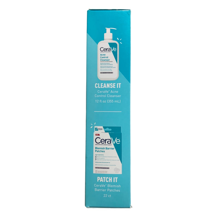 CeraVe Acne Control Cleanser, 12 oz & Blemish Barrier Patches, 22 count Duo