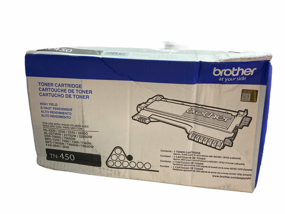 Brother Genuine High Yield Toner Cartridge TN450, Black, Up To 2,600 Pages