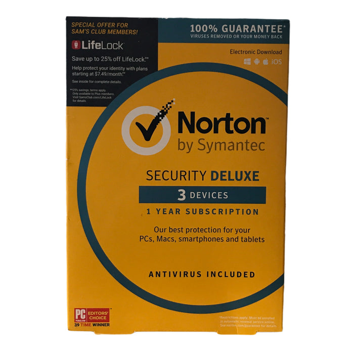 Symantec Norton Security Deluxe 3 Devices 1 Year Subscription