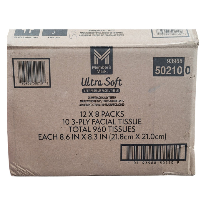 Members Mark Ultra Soft Pocket Pack Facial Tissue, 96 pks., 10 tissues/pk.