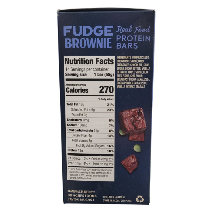 88 Acres Fudge Brownie  Protein Bar, 14 count