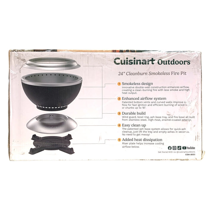 Cuisinart Outdoors 24"  Cleanburn Smokeless Fire Pit Bundle