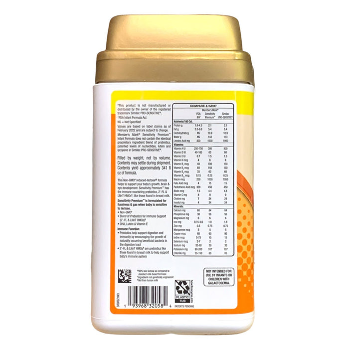 Member's Mark Sensitivity Premium Infant Formula Milk-Based Powder + Iron, 48 oz