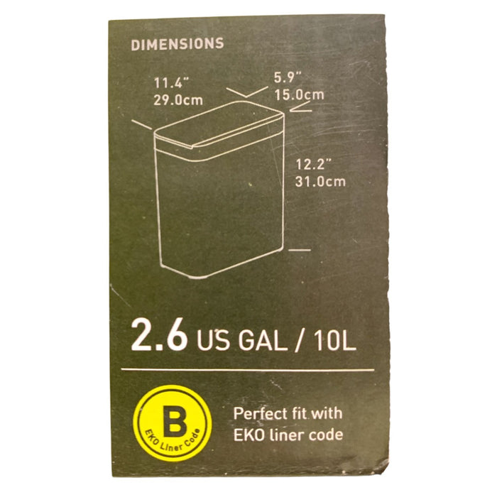 EKO Essentials 2.6 Gal. Slim Motion Sensor Trash Can - Black
