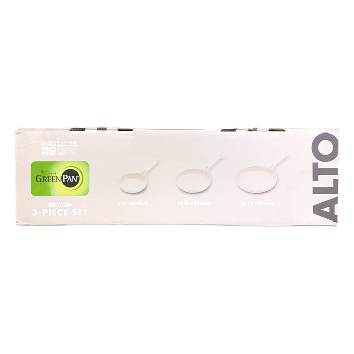 GreenPan Alto 8", 10" & 12" Ceramic Nonstick Fry Pan Set, 3 Pan Set - Cream