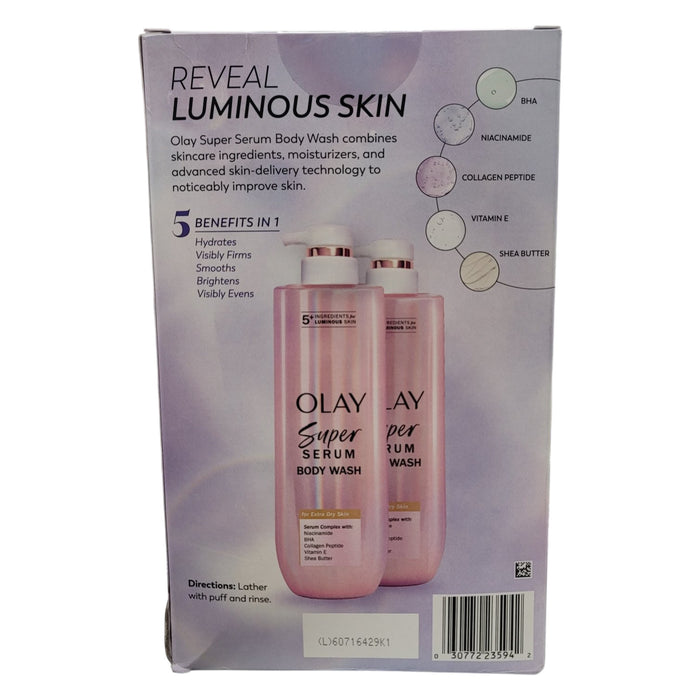 Olay Super Serum Body Wash, 24/7 Hydration for Dry Skin, 20 fl. oz., 2 pack